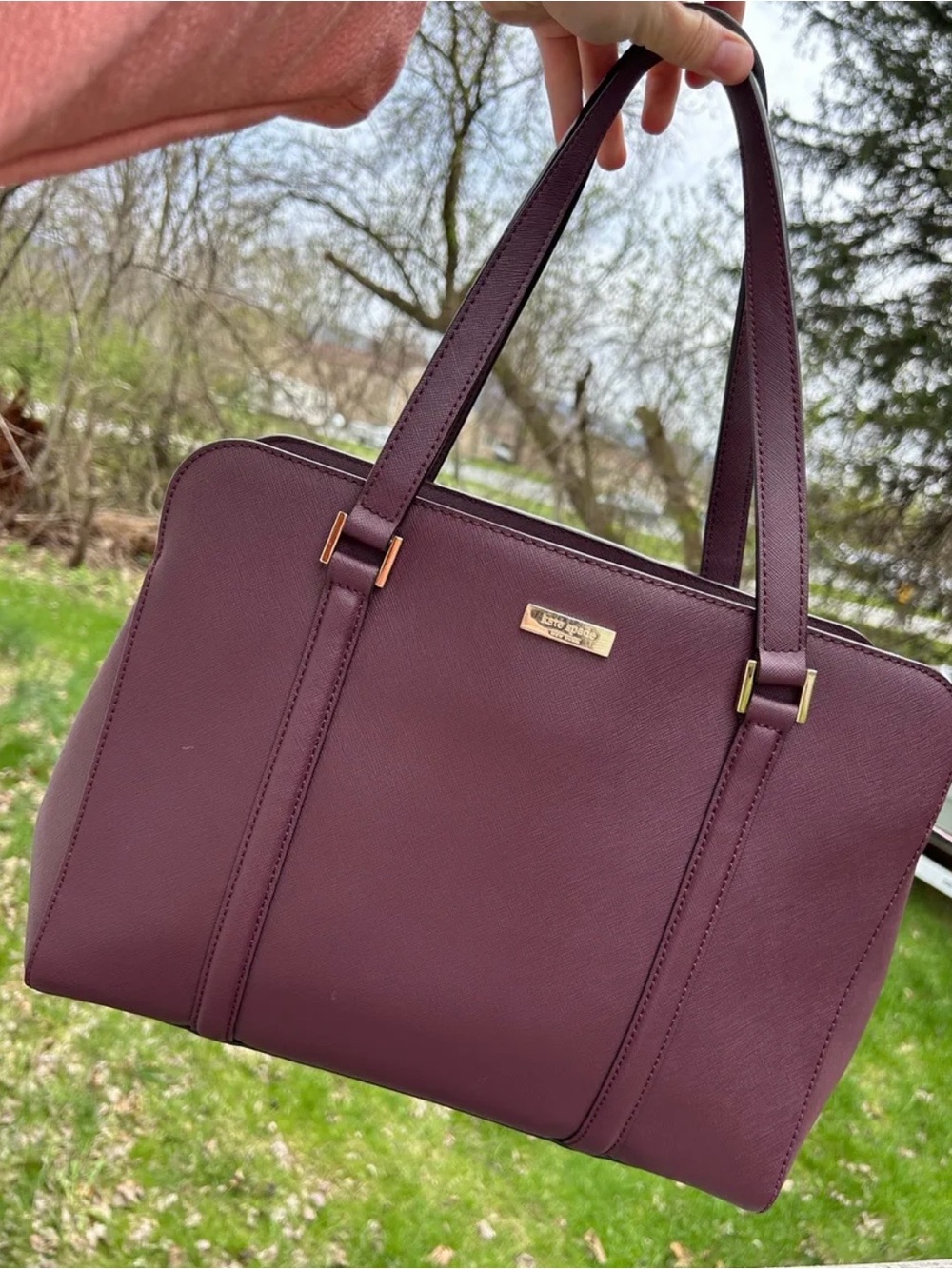 Kate Spade Plum Saffiano Leather Satchel with Gold Hardware - Picture 2 of 11